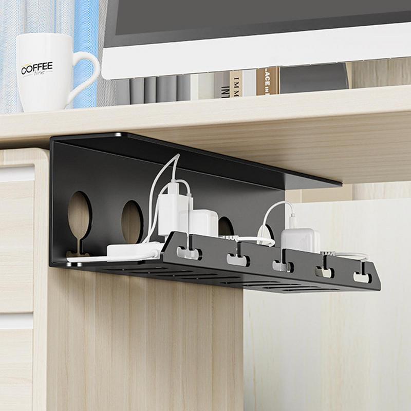 Under Desk Cable Management Metal Cable Tray Under Desk With Clamp Power Strip Cord Holder No Drilling Sturdy Spacious Supplies
