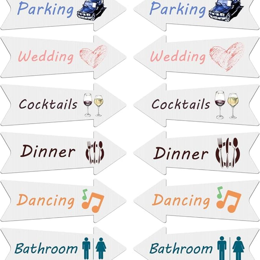 10 шт. свадебных указателей для двора с кольями, пустые указатели со стрелками и кольями 43,18 x 15,24 см, указатели со стрелкой в эту сторону, указатели для двора на день рождения, стрелы
