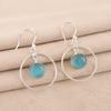 Blue Cat's Eye Gemstone 925 Sterling Silver Jewelry Handcrafted Earrings 1.60" EE-5-49