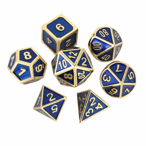 Yourandoll 7-Piece Zinc Alloy Metal Dice, Polyhedral Dice Sets D20, D12, D10, D8, D6, D4 for Dungeons and Dragons DND TRPG MTG Tabletop Games, 16mm (B