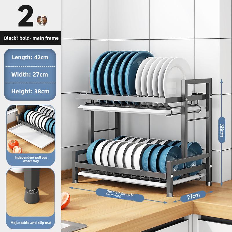 Multi-Layer Kitchen Dish and Bowl Rack with Drainage System