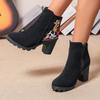 2024 Модные вышитые ботинки-модемы Бренд Женская обувь На молнии Женские ботинки Высокое качество Круглый носок Высокие каблуки Голые ботинки Zapatos