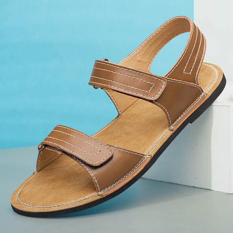 Высококачественные сандалии пип-то из натуральной кожи для мужчин, модные шлепанцы, повседневная роскошная обувь, мужской стиль, плоская подошва, летние пляжные сандалии