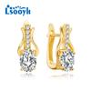 LSOOYH серьги-клипсы золотого цвета, модные серьги для женщин, круглые серьги-гвоздики с кубическим цирконием, ювелирные изделия