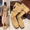 Temperament Thin Boots Autumn and Winter New But Knee Boots Martin Boots Non-slip Thick Heel Solid Color Foot Boots