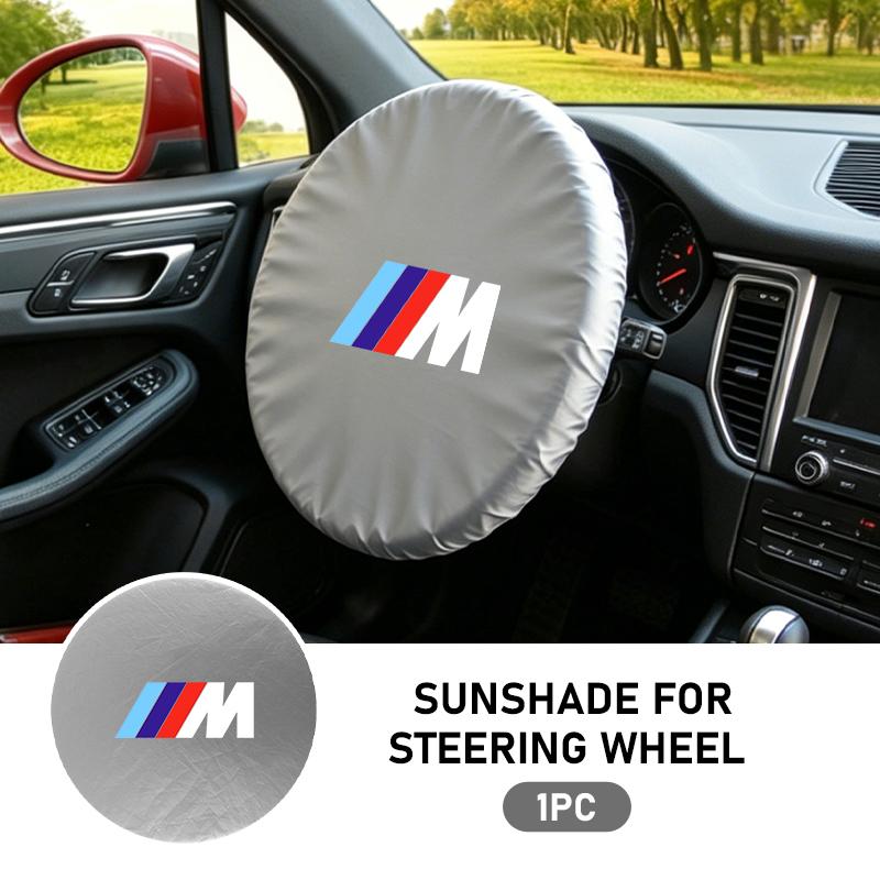 SHEJ3 Car Steering Wheel Sun Shade Sunscreen Insulation Silver Coated Cloth For BMW M 1 3 4 5 6 7 Series X1 X3 X4 X5 G20 G38 F48 E36