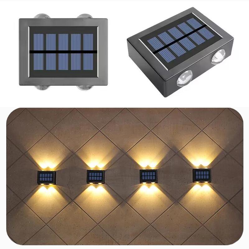 LED Solar Wall Lamp Outdoor Lighting Waterproof Up And Down Glowing Solar Light Courtyard Garden Home Decoration Wall Lights