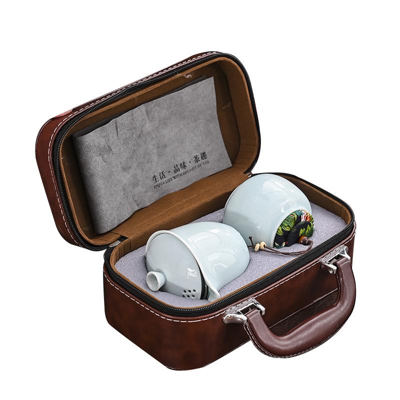 Storage tea set Outdoor car Kung Fu tea maker Tea tray Complete set Company opening Business gifts Travel portable