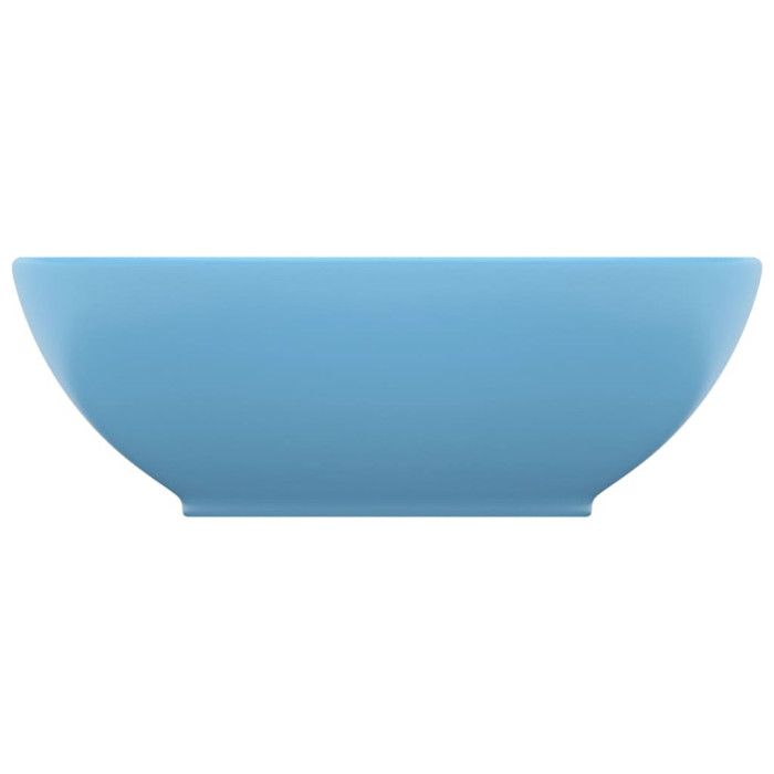VidaXL Lavabo Ovale de Luxe Vasque à Poser de Toilette Lave-mains de Salle de Bain Cuisine Maison Intérieur Bleu Clair Mat 146923