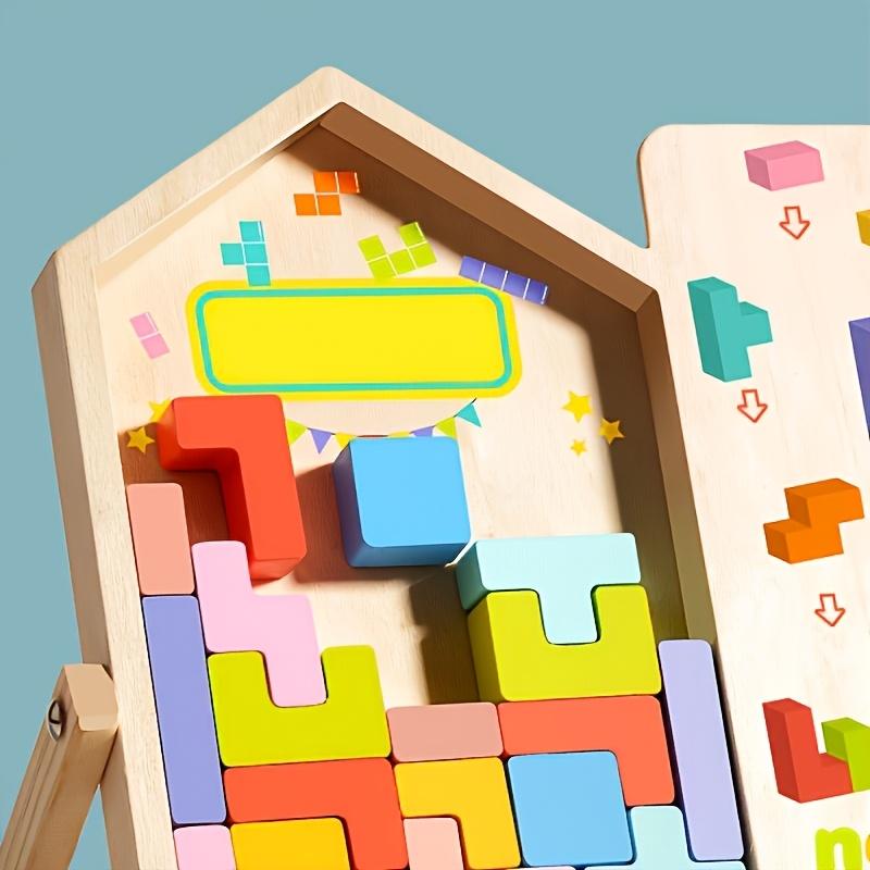 3D Wooden Puzzle Blocks for Kids, DIY Educational Brain Teaser Toy, Colorful Interlocking Building Blocks, Creative Play, Perfect for Christmas Gifts
