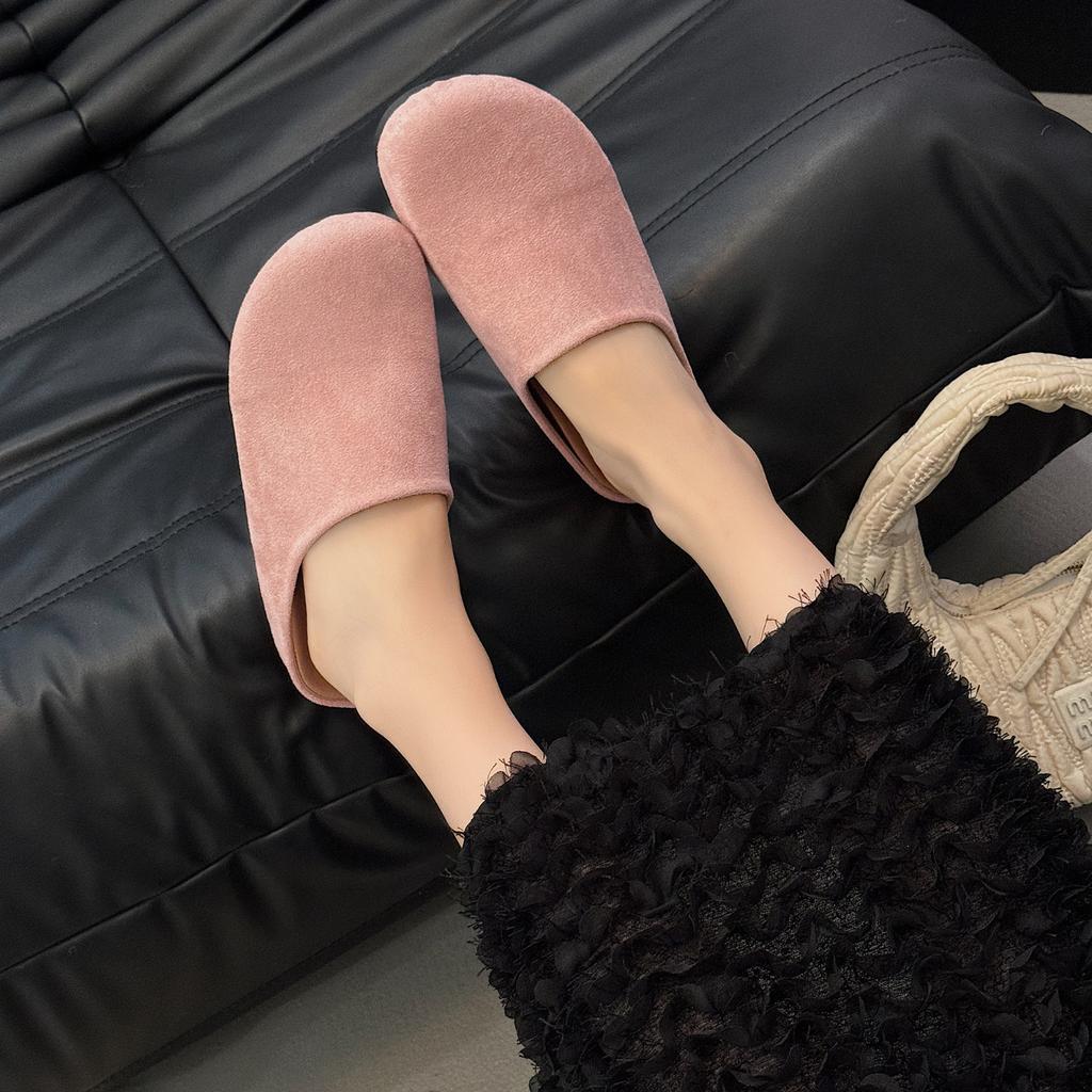 Fashion Spring Round Toe Cork Clogs Slippers for Women Outdoor Cork Footbed Flat Heels Mules Shoes Woman Plus Size Suede Slides Female
