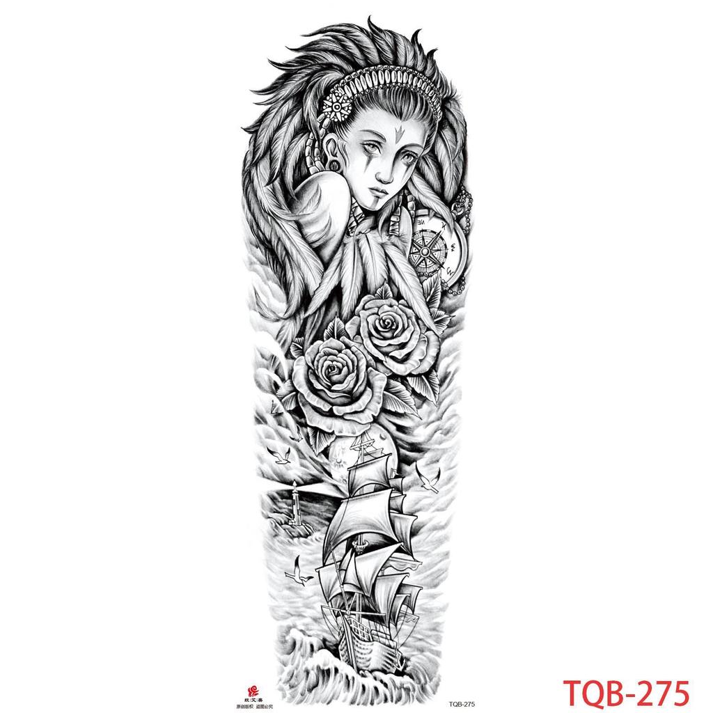 1 PC 480*170MM Large Temporary Tattoos Sleeve for Men Women Full Arm Selleve Tattoos Temporary Realistic Fake Wolf Tiger Lion Tattoo