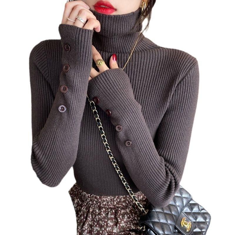 Versatile turtleneck women's autumn and winter knitted bottoming shirt, fashionable new inside, slim and thin outside, foreign top