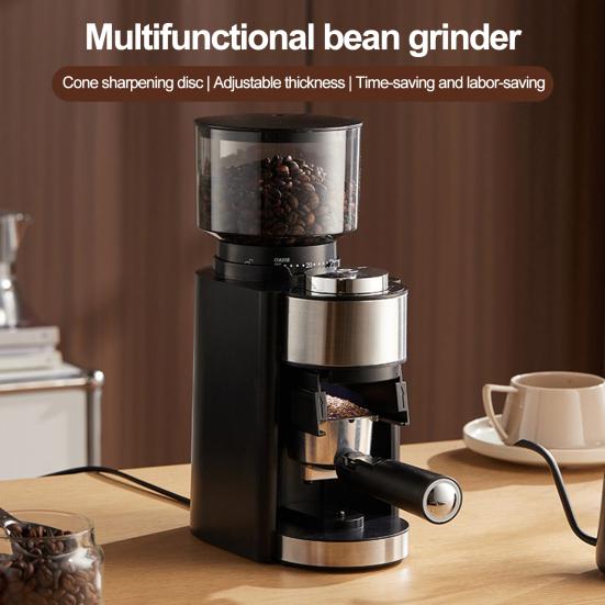 Электрическая кофемолка с жерновами, Plug-Play, управление одним касанием, простая в очистке, автоматическая машина для измельчения кофейных зерен с плоскими жерновами
