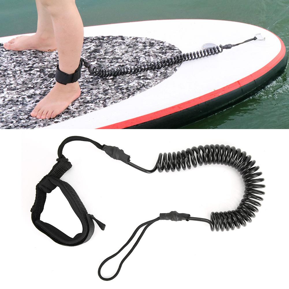 TPU Black Elastic Water Sports Foot Rope Surfing Paddle Board Ankle Spring Traction Strap