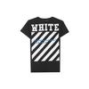 Off-White Хлопковая полосатая футболка с принтом и круглым вырезом, с короткими рукавами, мужские топы, черный OMAA002G20JER0091034