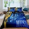 Комплект постельного белья с музыкальными нотами Queen Size, постельный комплект с рок-музыкой для мальчиков и девочек, цветные наушники, радио, мягкий комплект постельного белья