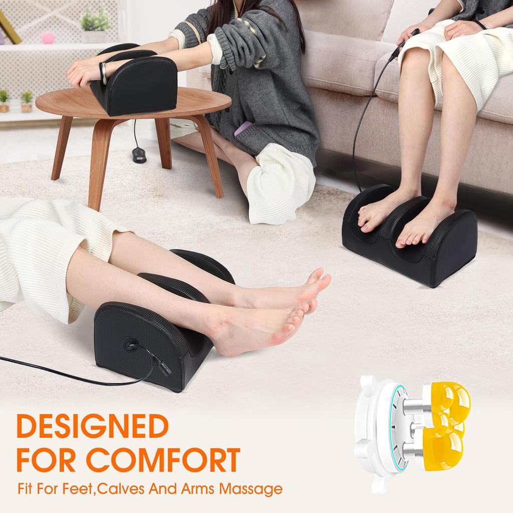 Electric Foot Leg Massager Remote Control Heating Therapy Shiatsu Kneading Rollers Relieve Fatigue Household Relaxation Device