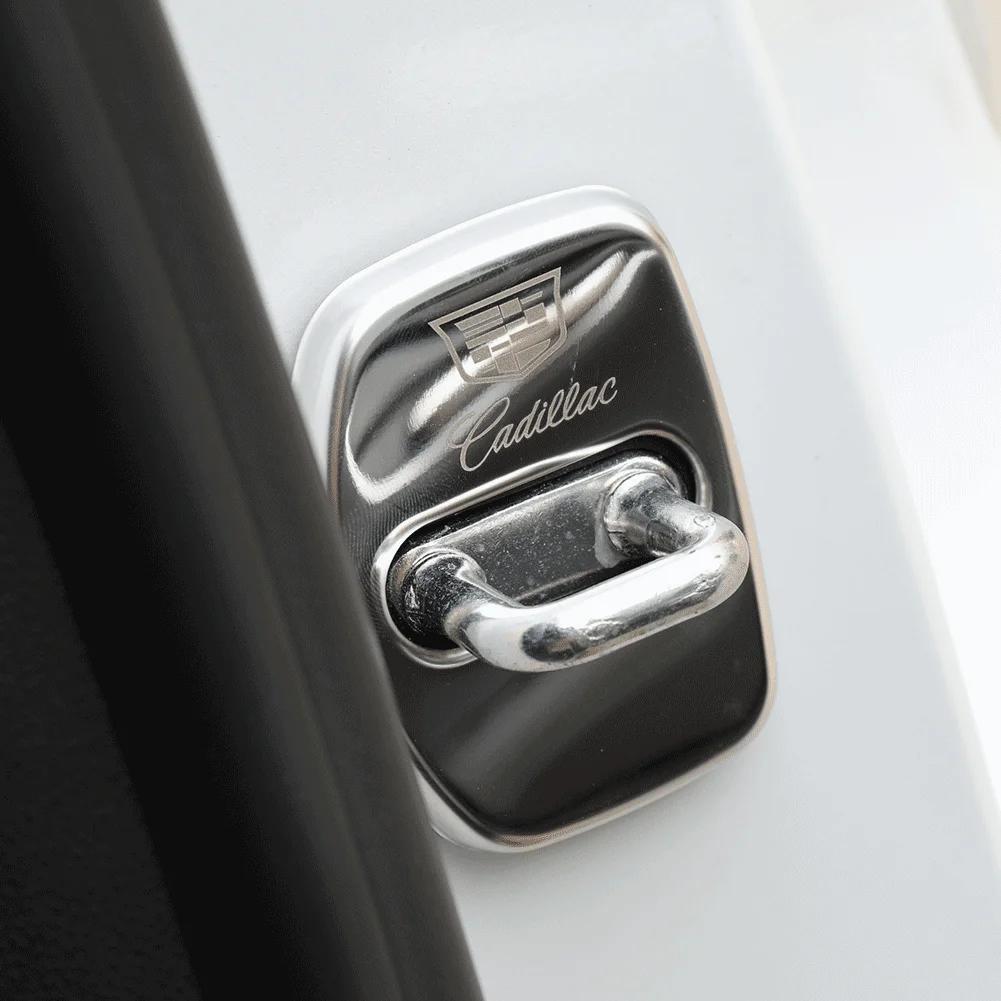 ANE1 4pcs/set Alloy Car Door Lock Case Cover Anti-rust Protection Stickers Emblem For Cadillac CTS CT4 CT5 CT6 XT4 XT5 XT6