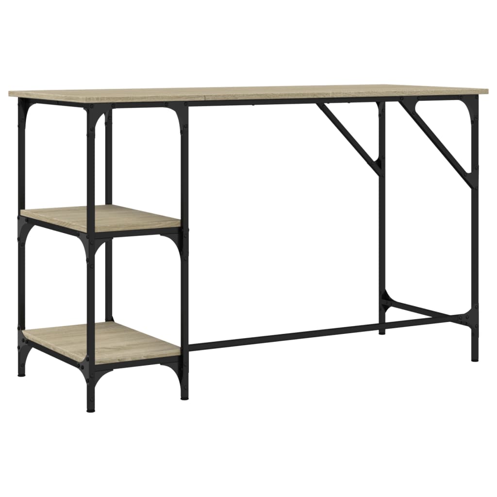Vidaxl Biurko Dąb Sonoma 120X50X75 Cm Metal I Materiał Drewnopochodny