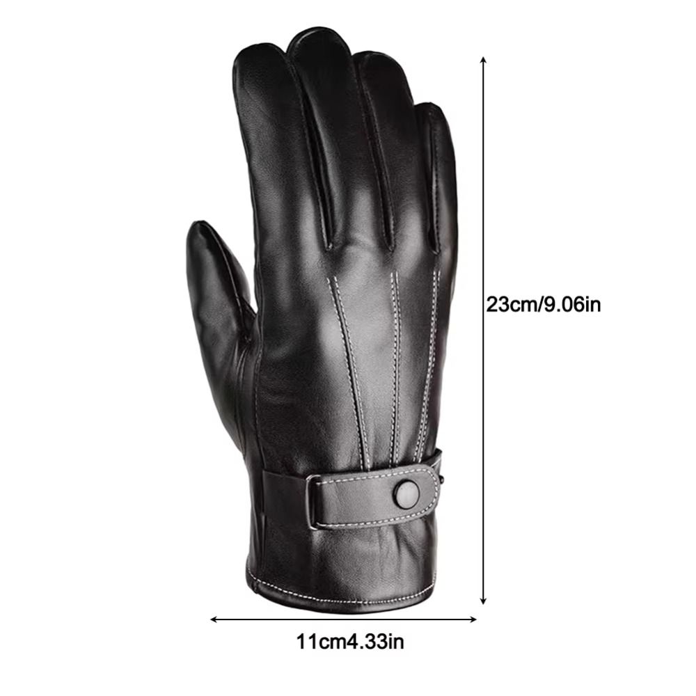 Thickened PU Leather Gloves Thermal Fleece Winter Gloves New Touch Screen Gloves Skiing
