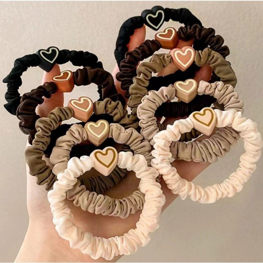 Heart Shape High Elastic Hair Rope Flannel Mini Hair Tie Durable Small Intestine Hair Band Woman's