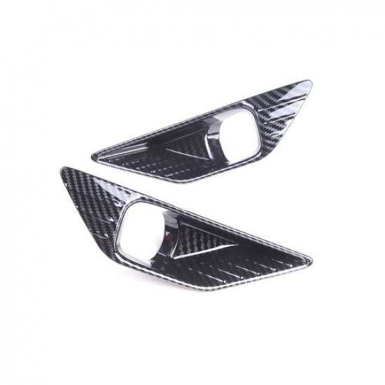 For Mitsubishi Outlander  Carbon Fiber Style Front Fog Light Lamp Cover Trim