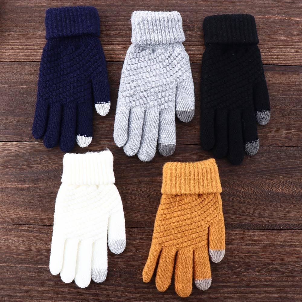 Full Magic Knitted Wrist Knit Female Winter Girl Guantes Screen Solid Women Gloves Warm Touch