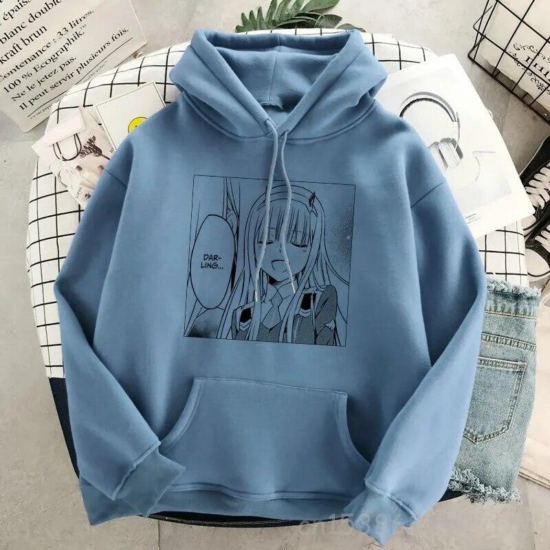 DARLING In The FRANXX Zero Two Толстовка Женская Harajuku Уличная одежда с длинным рукавом Эстетическая толстовка Пуловер Хлопковый свитшот Унисекс Толстовка