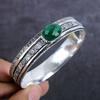 Natural Emerald Gemstone Handmade 925 Sterling Silver Cuff Bangle 7 U4G69