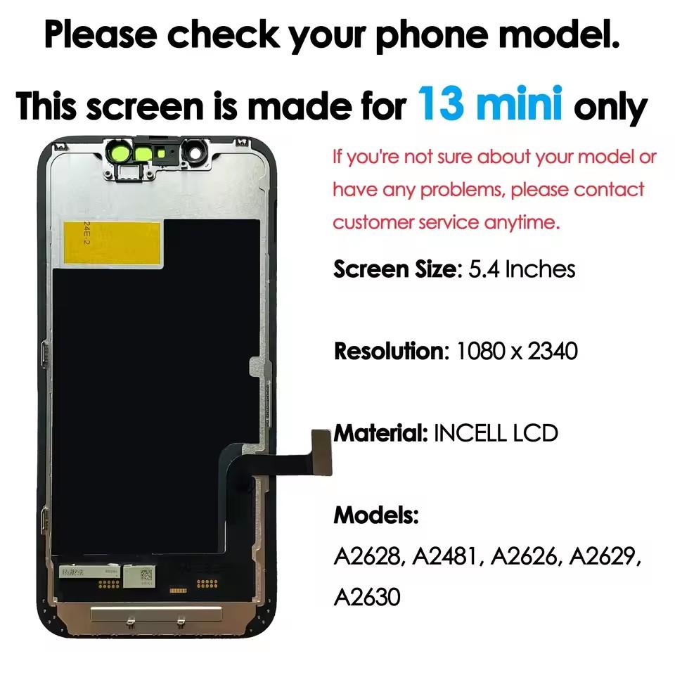ЖК-дисплей для iPhone 13 Mini Сборка сенсорного экрана Запасные части