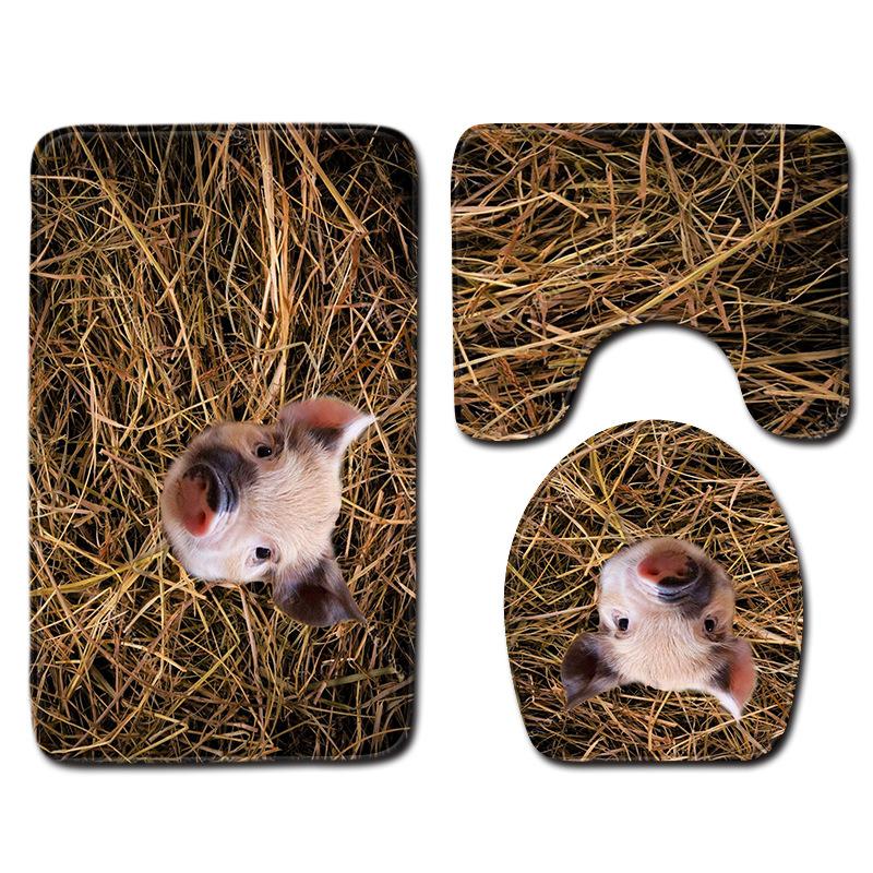 Tree Hole 3D Toilet Floor Mat Animal Bathroom Non-Slip Mat Toilet Three-Piece Carpet Pattern Can Be