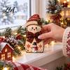 Wooden Desktop Decorations 3Pcs Christmas Cat Tabletop Decor, Rustic 2D Figurines with Xmas Window Decor Hat, Santa & Gingerbread Patterns for Holiday