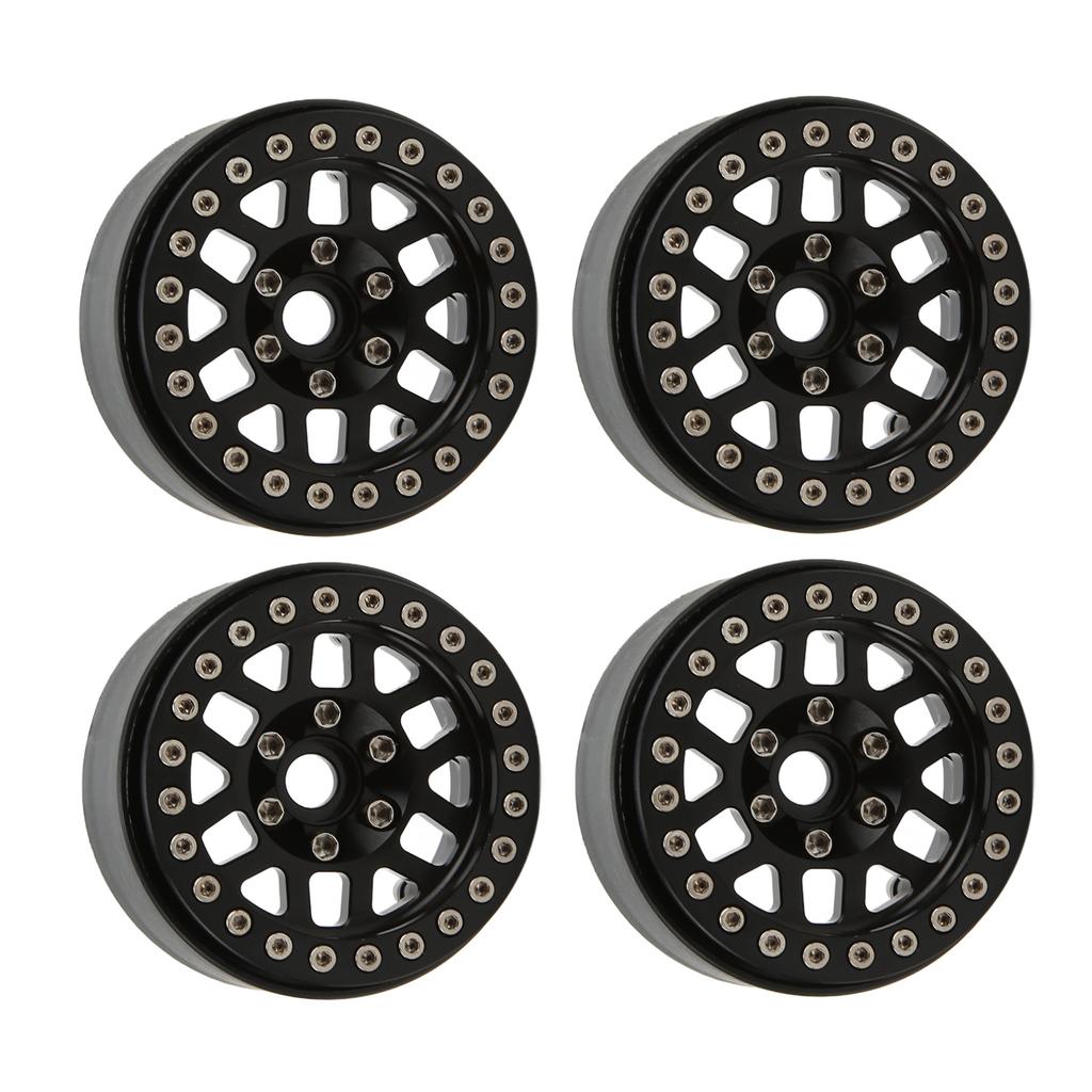 4pcsset 1.9in Aluminum Alloy Beadlock Wheel Rims for Axial SCX10 90046 RC Crawler Car PartsBlack