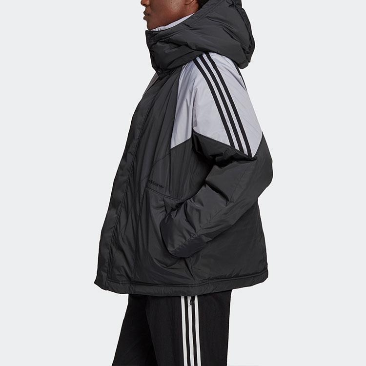 adidas Оригинальная пуховая куртка с большим логотипом Трилистник Повседневная Удобная с капюшоном С длинным рукавом Зимняя Женская куртка Черная GD2506