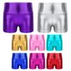 Kids Girls Metallic Shiny Gymnastic Dance Shorts Sports Bottoms Ballet Activewear Shorts