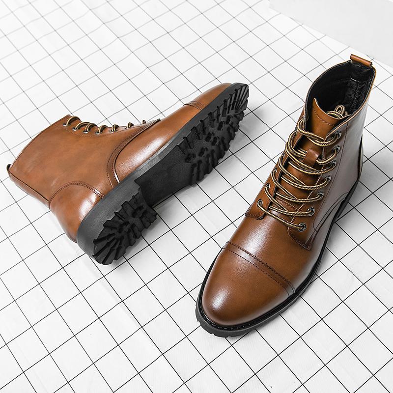 Мужские длинные кожаные ботинки со шнуровкой, деловые байкерские ботинки, дизайнерская кожаная обувь, повседневные кожаные ботинки с высоким берцем, ботинки для байкеров