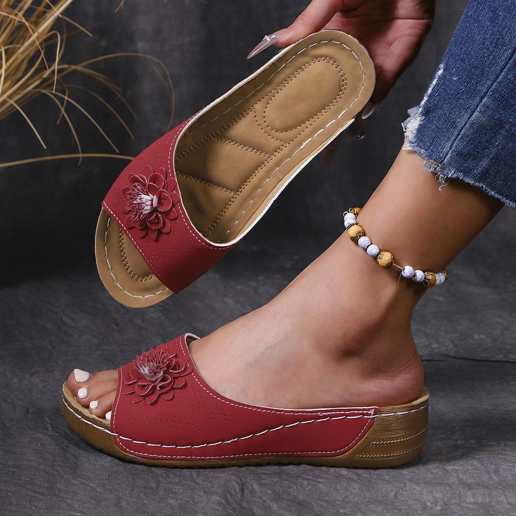 Модные летние сандалии женские туфли нескользящая обувь для ходьбы обувь слипоны женские сандалии на танкетке праздничные тапочки женская обувь