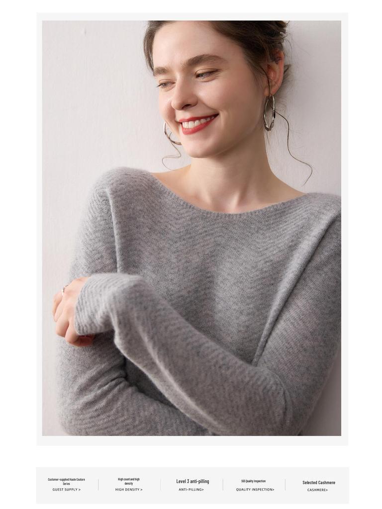 Женский свитер из 100% чистого кашемира - Новинка Теплая вязаная базовая рубашка