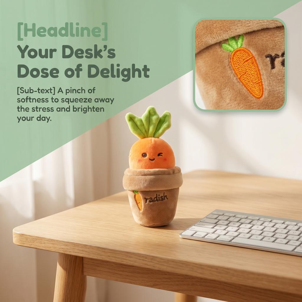 10cm Cartoon Radish Potted Plant Plush Keychain Cute Mini Vegetable Doll Backpack Pendant Girls Lovely Decor Gift