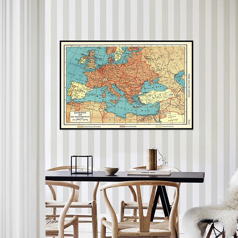 Винтажная карта Европы 1941 года, английская версия, постеры, настенная картина для декора гостиной, без рамки