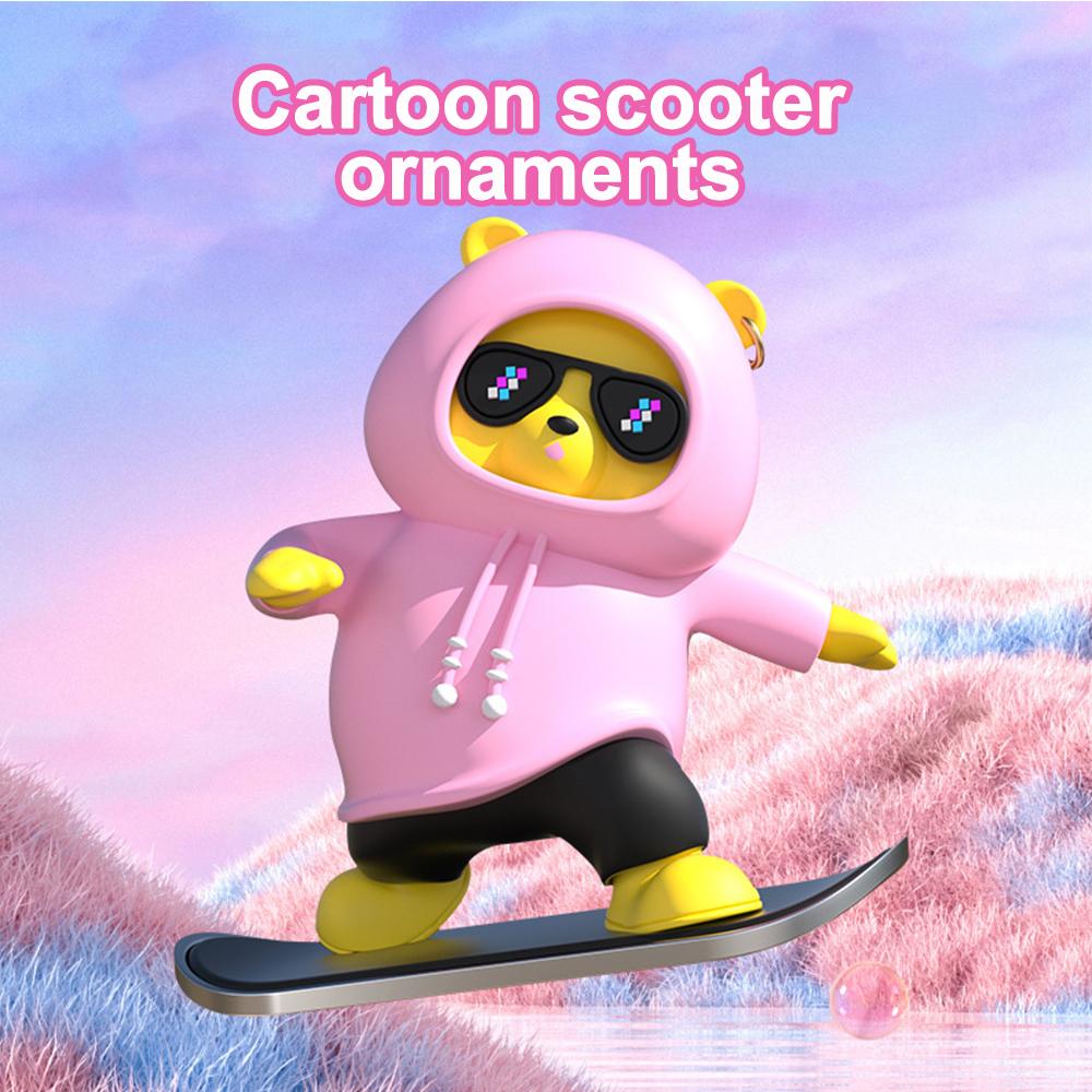 Креативный орнамент для приборной панели автомобиля, милый медведь, скейтборд, авто украшения с направляющей для модели 3 Y, универсальные аксессуары для украшения интерьера автомобиля