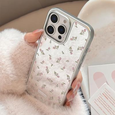 Розовые цветы Подходит для 16 Apple 15pro Max Чехол для мобильного телефона Iphone14 Зеркальный 13 Гальваническое покрытие 15 Нежный