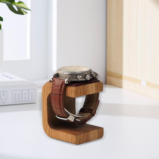 Деревянная подставка для часов с верхним слоем из искусственной кожи, декоративный орнамент в скандинавском стиле, гладкие края