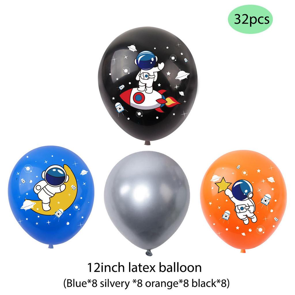 Astronaut Rocket Space Theme Children Birthday Party Decor Set Paper Handmade Mechanical Scene Props Mix 24 Balloons