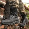 Spring and Summer Outdoor High-top Combat Boots Ultra-light Men's Outdoor Mountaineering Boots Anti-puncture Tactical Boots Black Training Men's Shoes