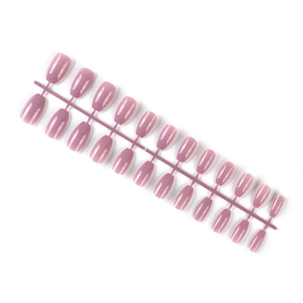 Pack of 24 Short Ballerina Safe Scratch-resistant Coffin False Nails French Style DIY Graceful Personality Acrylic Nail