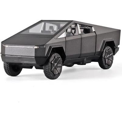 Литая под давлением модель автомобиля-пикапа Tesla 1/32, игрушечный автомобиль из цинкового сплава со звуком и светом, игрушечный автомобиль с откатным механизмом для детей от 3 лет и старше