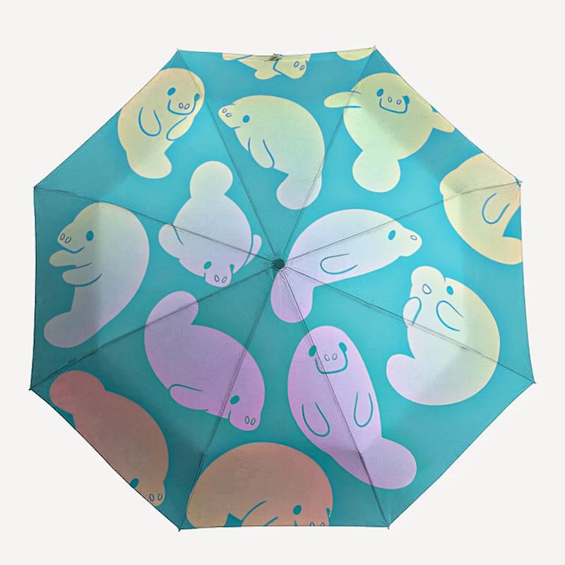 1pc Manatees Open/Close Folding Umbrella, All- Portable Umbrella for & Men, Stylish Accessory (Holiday Gift) 8-Rib yy251213126