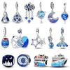 New Copper Charms Beads Blue Series Charm Pendants Fit Original Bracelets Diy Jewelry Gift For Woman